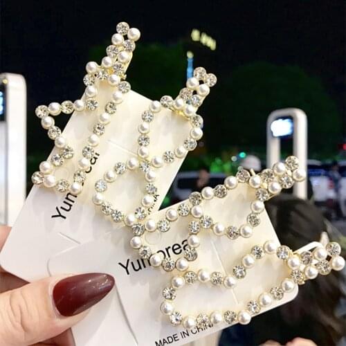 Korean Style Women Student Heart Imitation Pearl Hair Clips Hollow Out 8-shaped Crown Star Shaped Bobby Pins Ponytail Barrettes