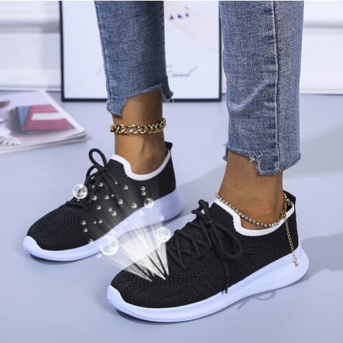 Rimocy Breathable Mesh Flat Sneakers Women Lace Up Platform Womens Sport Shoes 2021 Comfortbale Light Running Shoes Woman 35-43