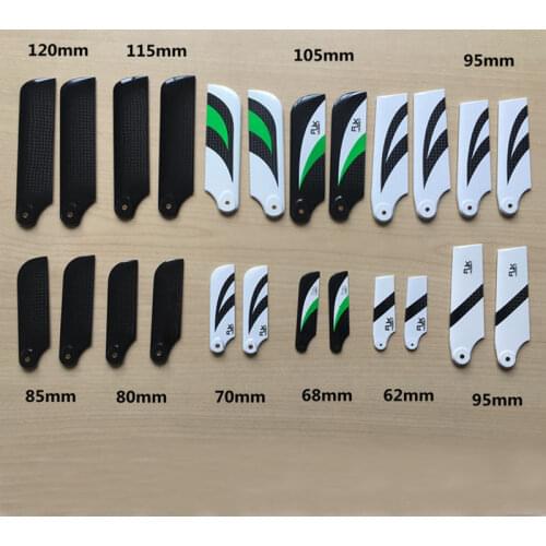 1Pair 62/68/70/80/85/92/95/105/110/115/120mm Carbon Fiber Tail Rotor Blade Propeller Paddle Replace Props for RC Mini Helicopter
