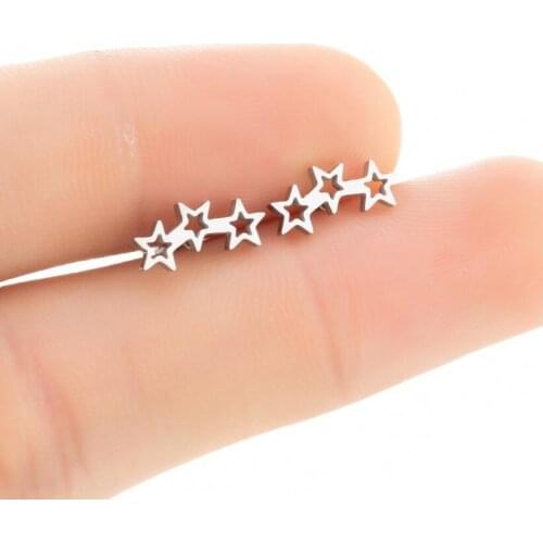 1pair Stainless Steel Ear Climber Tiny Star Stud Earrings For Women Celestial Earring Everyday Jewelry Accessories серьги тренд