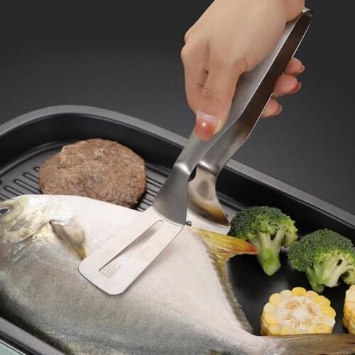 1 Pcs Stainless Steel Durable Anti-Scald Fish Shovel Kitchen Serrated Clip Household Tool Food Clip Bread Steak Clip Meat Clamp