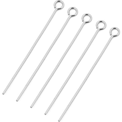 100pcs/lot Silver Tone Stainless Steel Eye Pin Eyepin Needle with 20 30 50mm Length Fit DIY Earring Jewelry Making Supplier