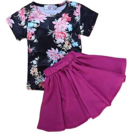 2018 Summer dress girls clothes flower t-shirt pleated skirt suit baby girl dress fashion childrens clothing set meninas 2018