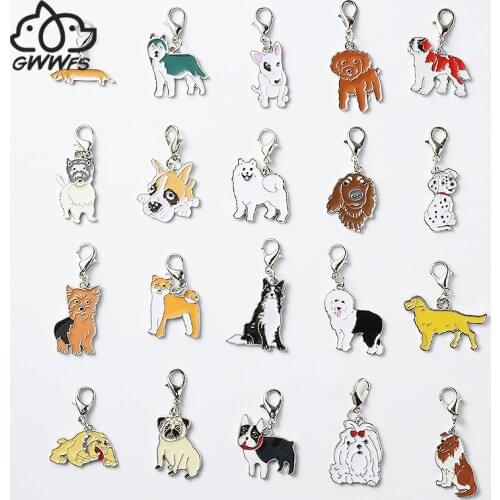 5PCS/LOT French Bulldog Wholesale Cat Dogs Pet pendant friends gifts Keyring Jewelry Bag Diy Pet Dog Tag Necklace Pendants