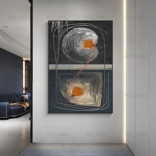 Industrial Golden and Black Lines Abstract Canvas Painting Minimalist Abstract Art Interior Room Decoration Cuadros No Frame