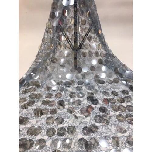 African Tulle Sequin Lace Fabric 2021 High Quality Lace Nigeria Sequin Embroidery French Mesh Lace Fabric Dress D37481