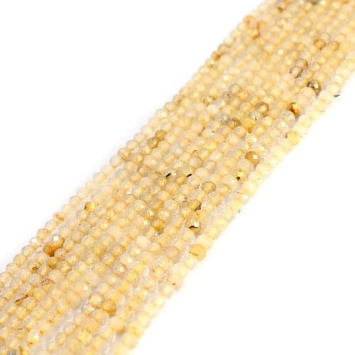Free Shipping 2x3mm Mini Faceted Rondelle Gold Rutilated Quartz Gems Natural Stone Diy Loose Beads 15"