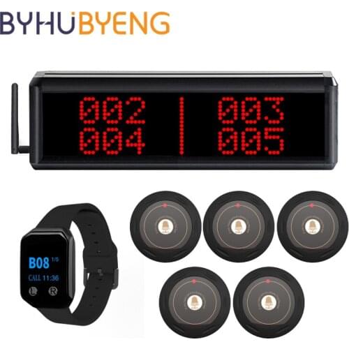 BYHUBYENG Wireless Restaurant Service Table Buzzer Waiter Calling Paging System Watch Queue Number Machine Beepers For Food