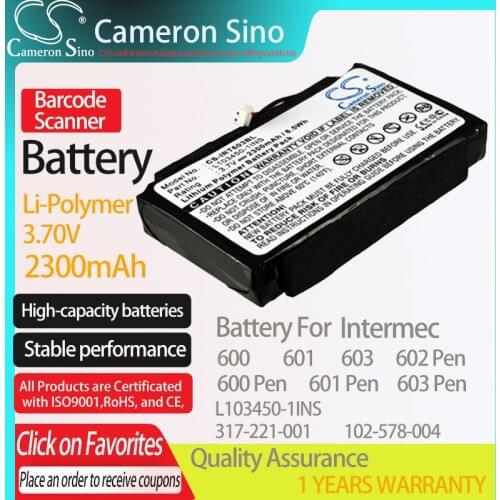 CameronSino Battery for Intermec 600 601 603 Pen fits Intermec 102-578-004 317-221-001 L103450-1INS Barcode Scanner battery