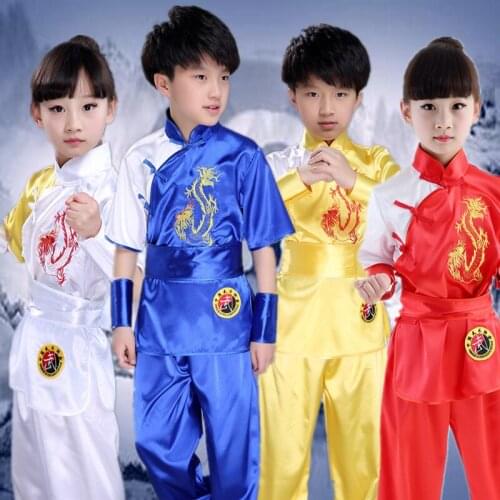 Kids Children Chinese Traditional Kungfu Uniform Martial Arts Wushu Clothing Boy TaiChi Suit Exercise Clothing 89