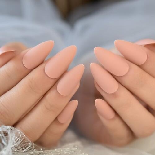 Affordable Fake Nails Matte Nude Acrylic Artificial Fasle Nail Set Faux Ongles Supplies For Professionals Nail Art Salon