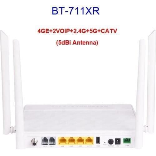 100% NEW Gpon ONU Dual Band WIFI XPON 4GE+2VOIP+2.4G+5G+CATV FTTH Network Router Equipment