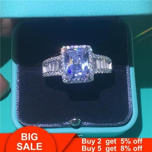Statement Female Promise ring 925 Sterling silver Princess cut AAAAA cz Stone Wedding Band Rings for women Bridal Party Jewelry