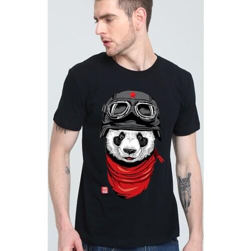 Happy Adventurer panda T-shirt Top Pure Cotton Men T shirt New Design High Quality fun 3D cartoon print