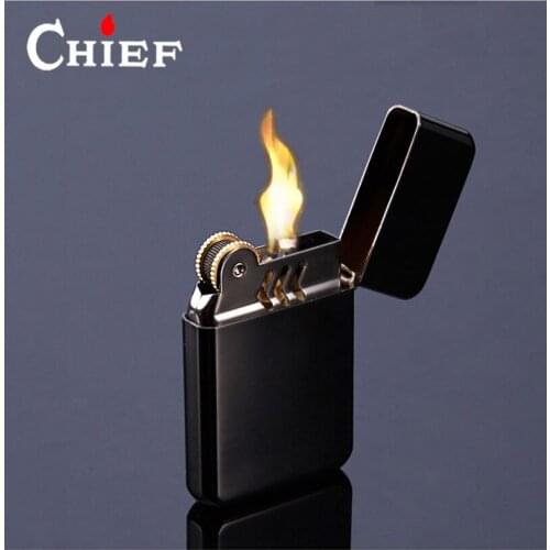 Chief Copper Flint Lighter Refillable Kerosene Cigarette Lighter Smoking Accessories Luxury Extra Thin Metal Cigar Torch Lighter