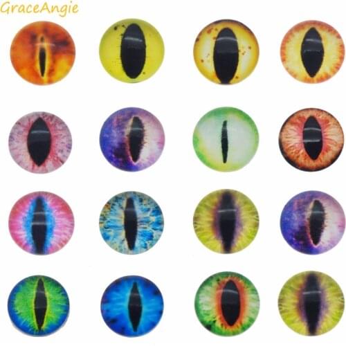 GraceAngie 10-50pcs Round Glass Vertical Pupil Dragon Cat Eye Cameo Mix Color Handmade Craft Toy Jewelry DIY Accessory Findings
