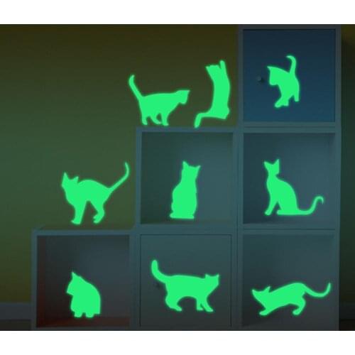 HOT SALES！！！Fluorescence Cartoon Cute Cat Wall Sticker Decals Art Home Kids Room Decoration