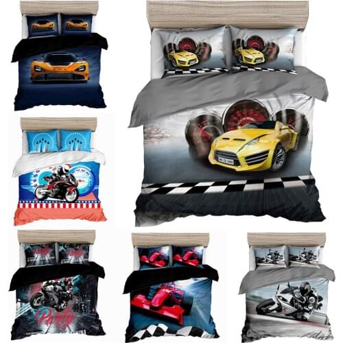 Fashion Motorcycle Print 3D Oil Bedding Sets 3PCS, Queen Full Size locomotive Print Boys Duvet Cover Boys Merry Chirstmas Gift
