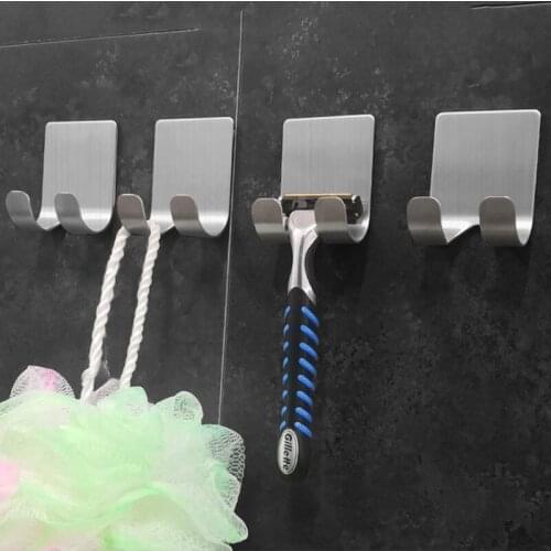 Men Shaving Shaver Shelf Stainless Steel Plug Holder Adhesive Hook Wall Door Razor Hanger Sticking Wall Hanger Storage(not Incl