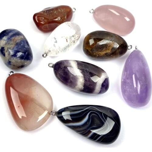 Natural Stone Irregular Semi-precious Stone Pendant Necklace Charms Pendant for Jewelry Making DIY Necklace Size 20x40mm-25x50mm