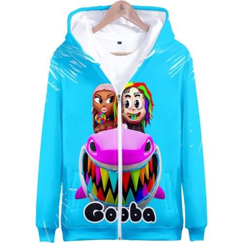 2020 New 6IX9INE 3D Zipper Hoodie Men/Women Print Zipper sweatshirts Hoodies Jumper Sweatshirt Winter Lady Hem Hoody Shirts