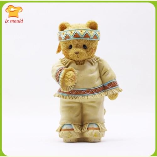 New Cute 3D Bear Silicone Mold Dress Top Hat Ornament Noliday Mould Chocolate Polymer Clay Soap Candle Resin