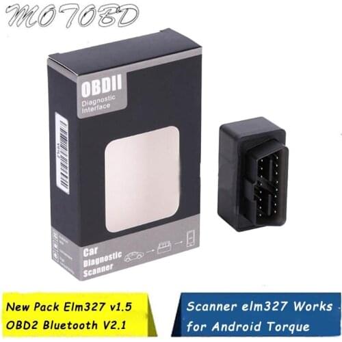 New Pack Elm327 v1.5 OBD2 Bluetooth V2.1 Scanner elm 327 Bluetooth Works for Android Torque OBD2 OBDII Diagnostic scanner Tool