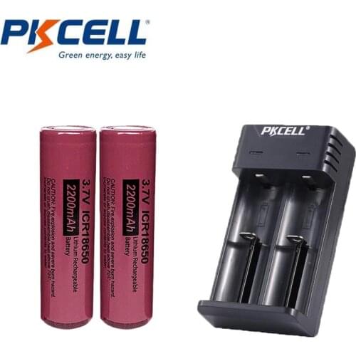 NEW PKCELL 2/4/6PCS ICR 18650 2200mah Lithium Rechargeable Batteries And 18650 Battery Charger 3.7V li-ion battery USB