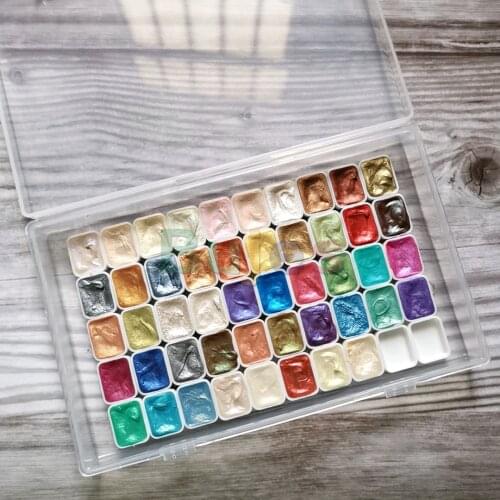 Daniel Smith Pearlescent Watercolor Pigment, 48 Color 0.5ml/1ml Set,Artist Watercolor,Solid Oil Painting Pigment,Strong Coverage