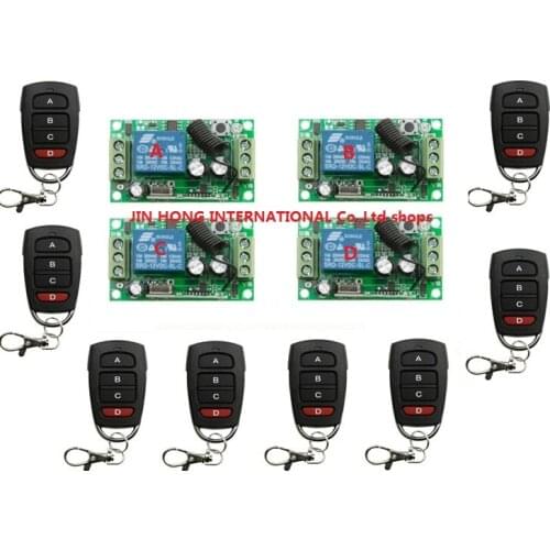 RF Wireless Remote Control Switch System DC12V 1CH 8 pcs transmitter & 4 pcs receiver Simple household