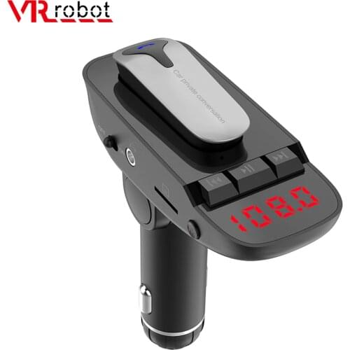 VR robot Bluetooth 4.2 FM Transmitter Modulator Wireless In-ear Earphone Handsfree Car Kit 5V 3.1A USB Charger Audio MP3 Player