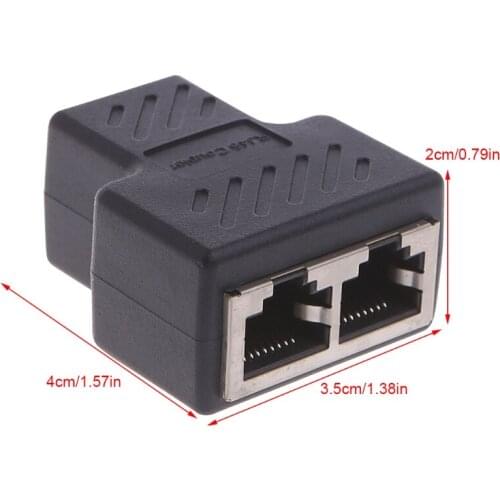 T3EE 1 To 2 Ways LAN Ethernet Network Cable RJ45 Female Splitter Connector Adapter