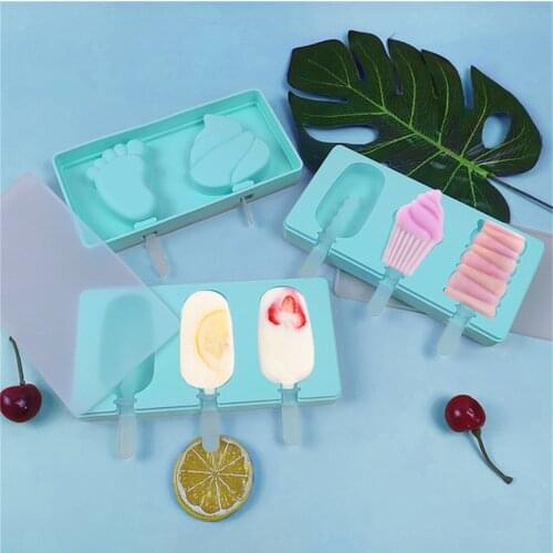 Silicone Ice Cream Mold Reusable Popsicle Molds DIY Homemade Cute Cartoon Ice Cream Popsicle Ice Pop Maker Mould