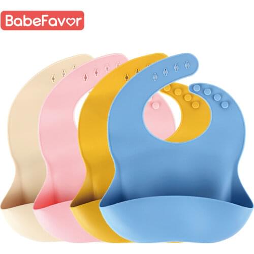 1pc Silicone Baby Feeding Bibs Waterproof Solid Color Tableware Food Catching Adjustable Aprons Breastplate Baby Stuff Cute Bib