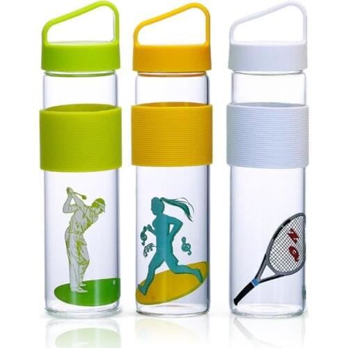 Glass Sport Water Bottles Portable Gym Anti-fall Leak-proof Large Capacity Fitness Kettle 500ML Outdoor Sports Gym Drink Bottle