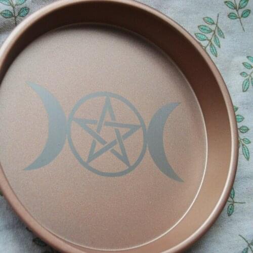 Three-phase Moon Astrology Candlestick Table Altar Plate Tile Divination Round Metal Storage Plate Candle Holder Ritual