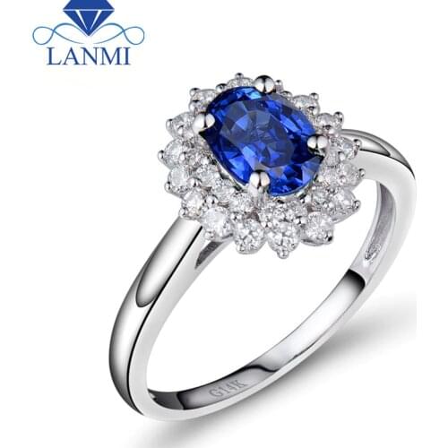 Vintage 1.03ct Sapphire Oval 5x7mm 14k Sapphire And Diamond Ring, 0.43ct Full Cut Diamond Engagement Gemstone Ring BAB1401