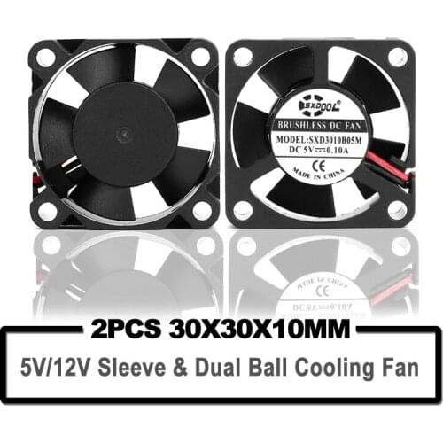 New 2PCS SXDOOL Dual Ball Bearing sleeve DC 12V 5V 3cm 30mm 30x30x10mm 3010 Brushless Mini Cooler Cooling Fan high quality