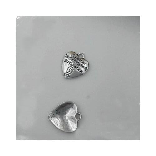 Factory Price 10 Pieces/Lot 16mm*18mm Antique Silver Plated Letter Printed message charm cancer heart charm For Jewelry Making
