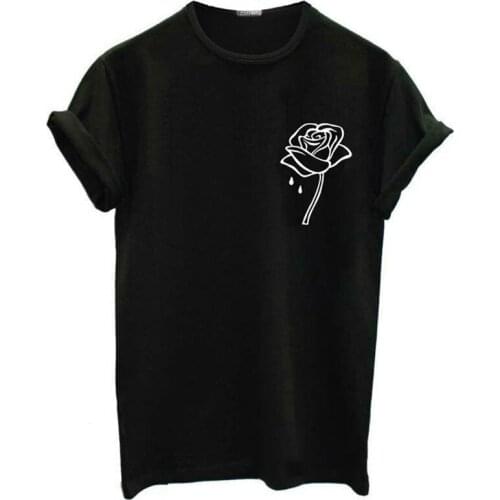 Rose Print Female T Shirt Harajuku T-Shirts Women 2018 New Summer Short Sleeve Casual Clothing Casual Tees Tops