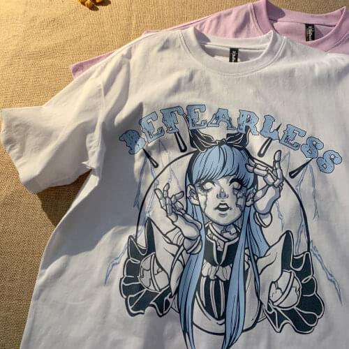 Goth Comics Japanese Style Woman Tshirts Oversized Cotton Summer Tees 2021 New Harajuku Graphic T Shirts Teens Girls Kawaii Tops