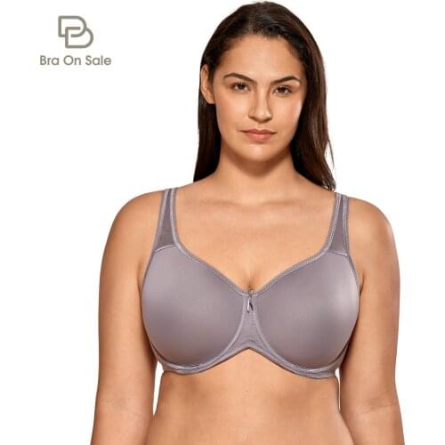 Womens Plus Size Seamless Full Coverage Underwire Lightly Padded Basic T-shirt Bra