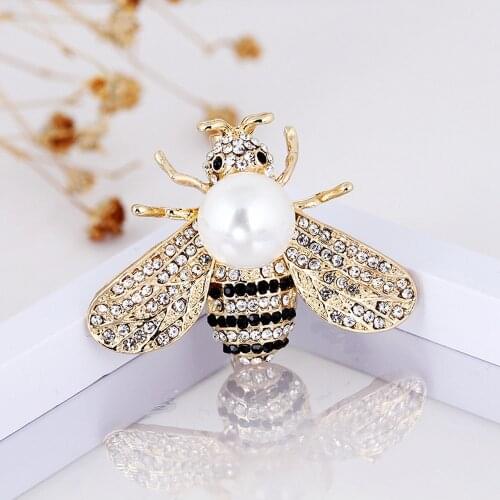 Gold Colors Cute Insect Bee Brooch Czech Drill Pin For Women Girl Jewelry Bride Wedding Formal Occasions Bee Brooches