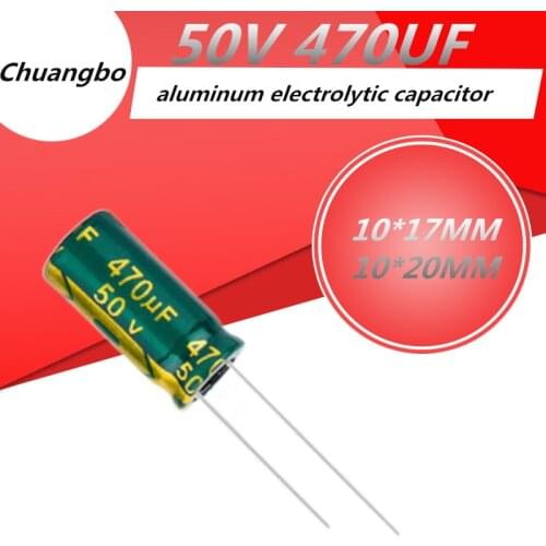 10pcs Higt quality 50V 470UF 10*17MM 10*16MM 10*20MM low ESR/impedance high frequency aluminum electrolytic capacitor 50V 470UF