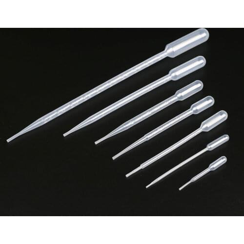 100pcs/bag Disposable Plastic Eye Dropper Transfer Graduated Pipettes Office School Lab Experiment Supplies 1/2/3/5/10ml