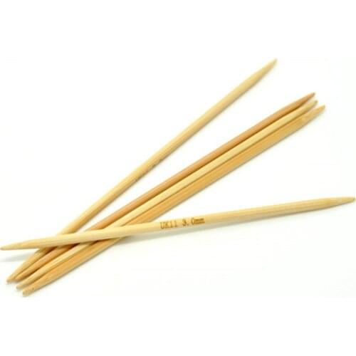 13cm Natural Bamboo DP Knitting Needle Hand Sewing Crochet Hook Set Weave DIY Sew Tools Accessories(UK Size 11/3.0mm) 5PCs/Set