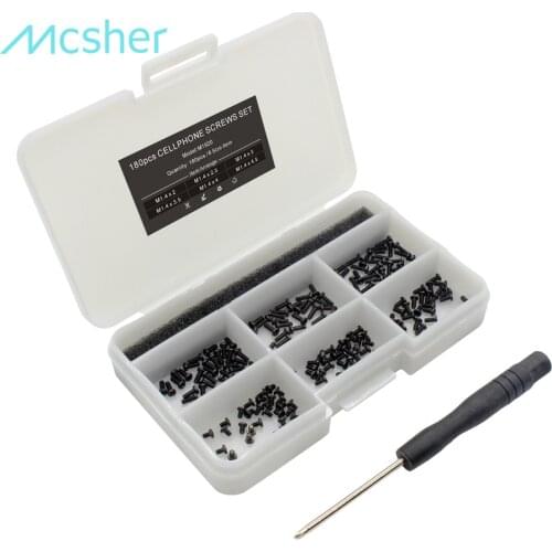 180Pcs M1.4 Series Cellphone Smartphone Screws Set Kit Phillips Wafer Head Black Zinc