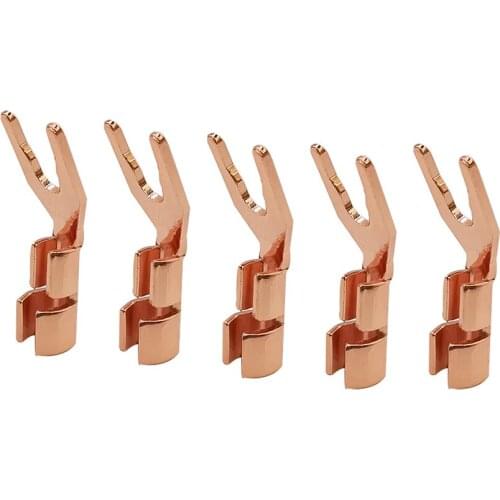 2/5 Pcs U/Y Type Audio Jack Speaker Banana Plug Solder Wire Connector Copper Y Spade Fork Audio Amplifier Male Plug Adapter