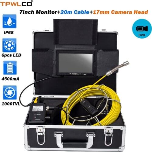 7inch Screen Underwater Video Endoscope Camera System With DVR Function IP68 Waterproof 17mm CCTV Snake Camera 20m Cable