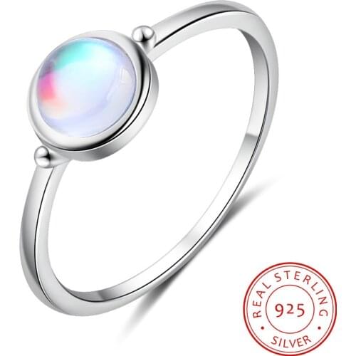 925 Sterling Silver Moonstone Ring Finger Rings for Women Vintage Stackable Rings Band Engagement Wedding Jewelry Girls Gifts